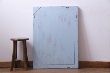 アンティーク雑貨　ラフジュ工房オリジナル　ペイント　淡いブルーが目を引くフレンチシャビーなウォールミラー(鏡)