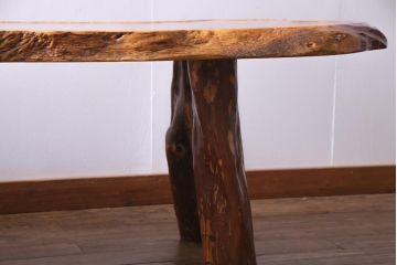 アンティーク家具　1980年頃　カリン材(花梨)鳥眼杢　一枚板　艶やかな濃淡のグラデーションが美しい座卓(センターテーブル)