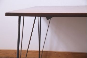 リメイク家具　ナラ材　和製アンティークの古材を利用した鉄脚テーブル(センターテーブル、ローテーブル)
