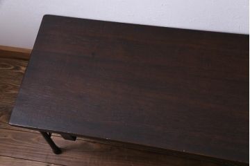 リメイク家具　明治期　朴の木　古い木の質感が味わい深い鉄脚テーブル(ローテーブル、飾り台)