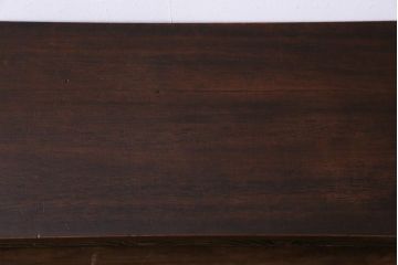 リメイク家具　明治期　朴の木　古い木の質感が味わい深い鉄脚テーブル(ローテーブル、飾り台)