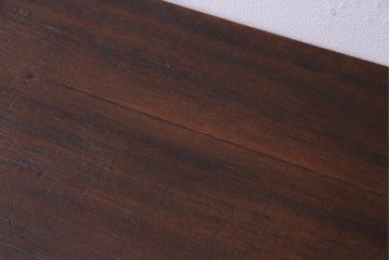 リメイク家具　明治期　朴の木　古い木の質感が味わい深い鉄脚テーブル(ローテーブル、飾り台)
