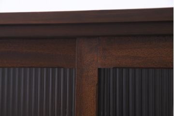 ラフジュ工房オリジナル　古建具リメイク　モールガラスがレトロな雰囲気醸し出す収納棚(食器棚、サイドボード)
