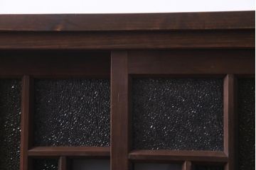 ラフジュ工房オリジナル　古建具リメイク　ダイヤ・すり・色ガラスを組合せた大正ロマン香る戸棚(収納棚、食器棚)