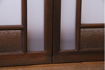 ラフジュ工房オリジナル　古建具リメイク　ダイヤ・すり・色ガラスを組合せた大正ロマン香る戸棚(収納棚、食器棚)