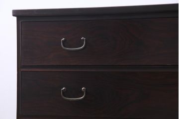 アンティーク家具　リメイク品　鉄脚付き　黒檀の艶が気品のあるシックモダンなチェスト(リビングボード、引き出し)