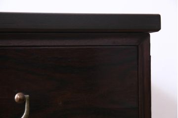 アンティーク家具　リメイク品　鉄脚付き　黒檀の艶が気品のあるシックモダンなチェスト(リビングボード、引き出し)