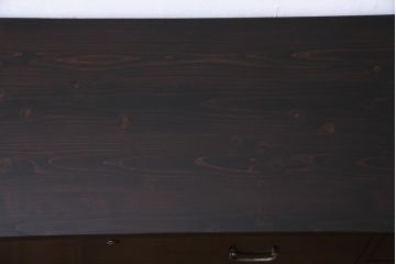 アンティーク家具　昭和初期　黒檀　天板を取り付けリメイクしたシックモダンなチェスト(ローボード、引き出し)