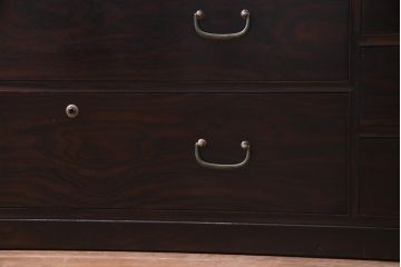 アンティーク家具　昭和初期　黒檀　天板を取り付けリメイクしたシックモダンなチェスト(ローボード、引き出し)