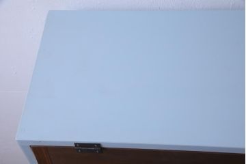 ラフジュ工房オリジナル　鉄脚　白いつまみが可愛らしいパタパタ扉の収納棚(5段タイプ)(戸棚、下駄箱)