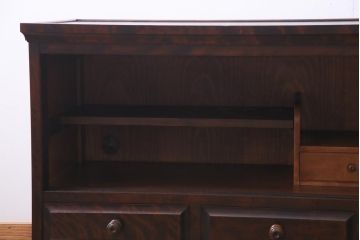 リメイク品　北海道民芸　チェッカーガラスがアクセントのローボード(テレビボード)(1)