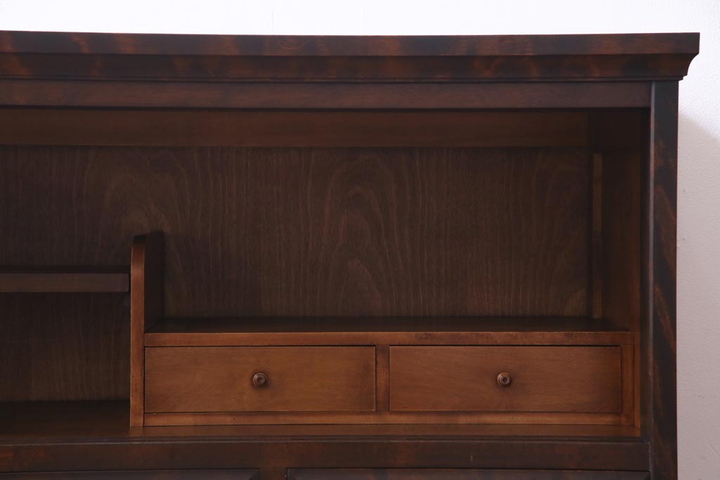 リメイク品　北海道民芸　チェッカーガラスがアクセントのローボード(テレビボード)(1)