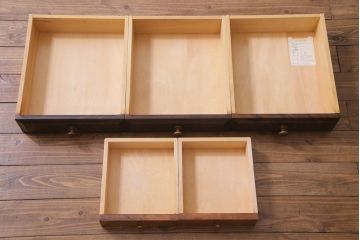 リメイク品　北海道民芸　チェッカーガラスがアクセントのローボード(テレビボード)(1)