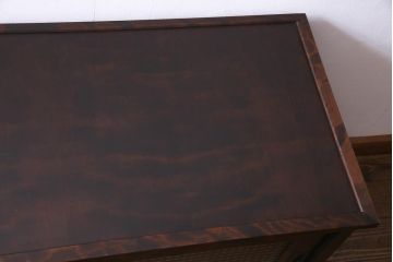 リメイク品　北海道民芸　チェッカーガラスがアクセントのローボード(テレビボード)(1)