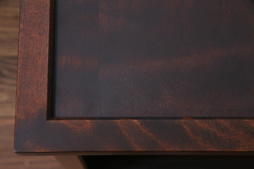 リメイク品　北海道民芸　チェッカーガラスがアクセントのローボード(テレビボード)(1)