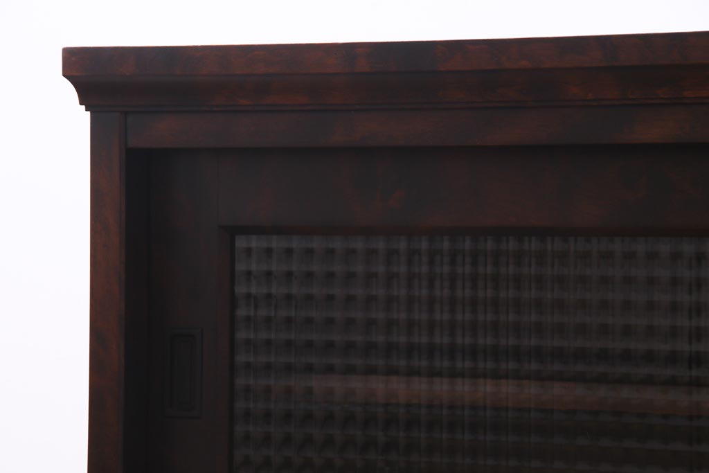 リメイク品　北海道民芸　チェッカーガラスがアクセントのローボード(テレビボード)(1)