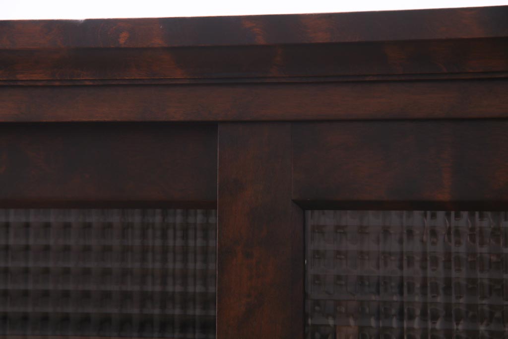 リメイク品　北海道民芸　チェッカーガラスがアクセントのローボード(テレビボード)(1)