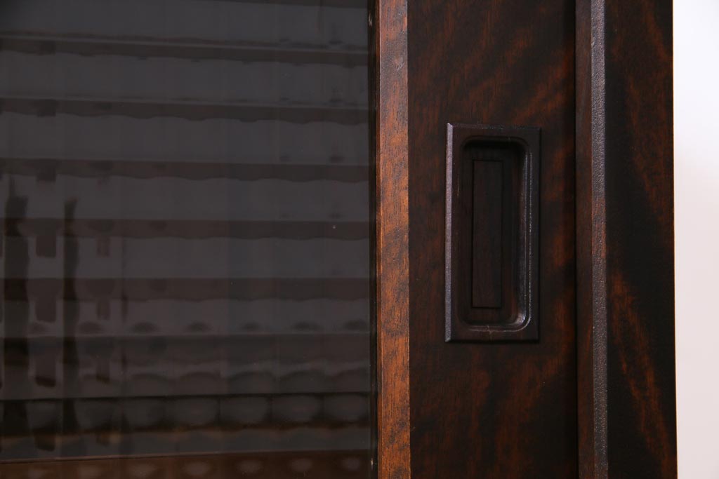 リメイク品　北海道民芸　チェッカーガラスがアクセントのローボード(テレビボード)(1)