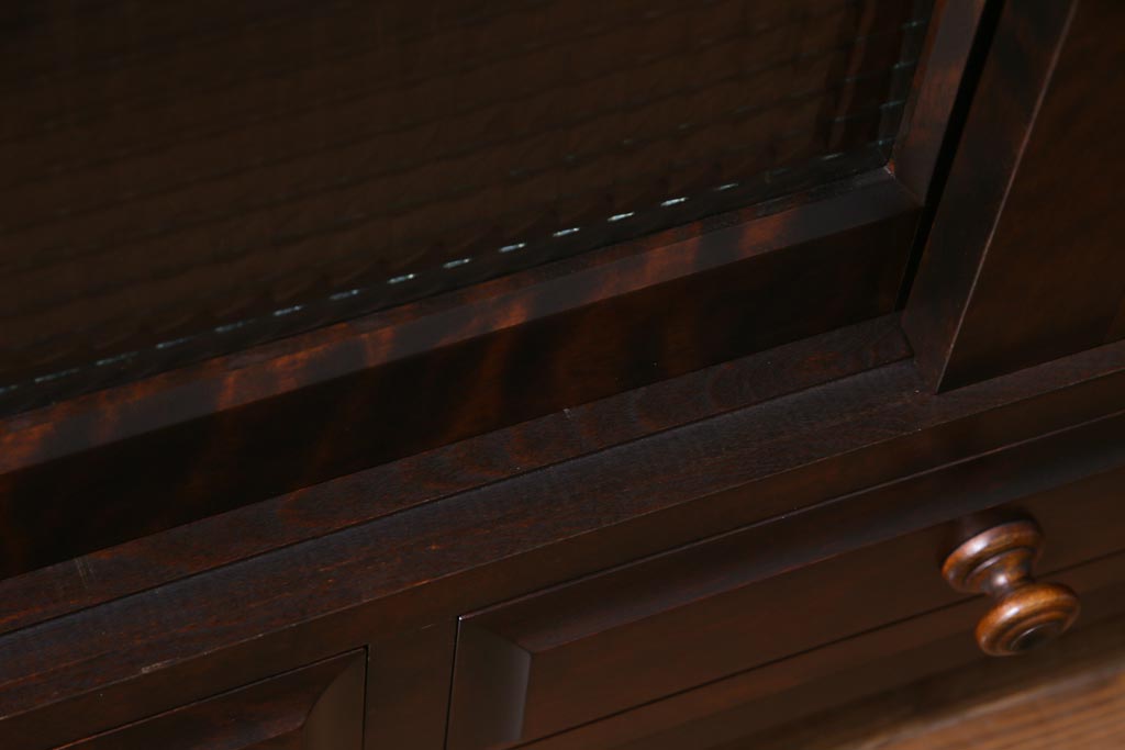 リメイク品　北海道民芸　チェッカーガラスがアクセントのローボード(テレビボード)(1)