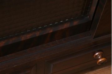 リメイク品　北海道民芸　チェッカーガラスがアクセントのローボード(テレビボード)(1)