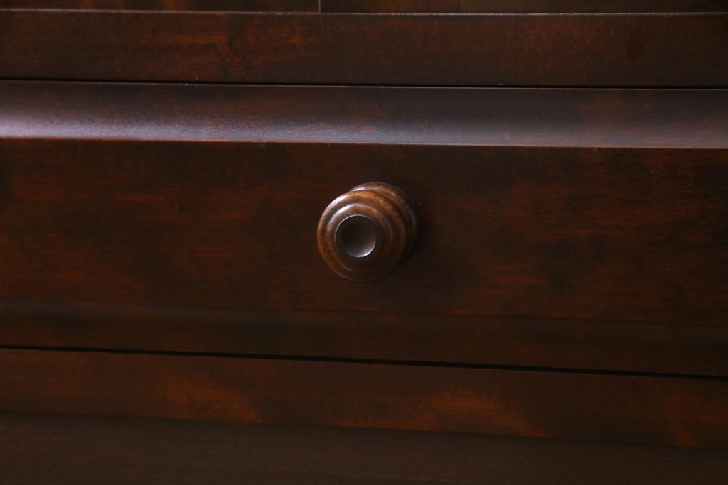 リメイク品　北海道民芸　チェッカーガラスがアクセントのローボード(テレビボード)(1)