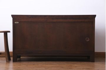 リメイク品　北海道民芸　チェッカーガラスがアクセントのローボード(テレビボード)(1)