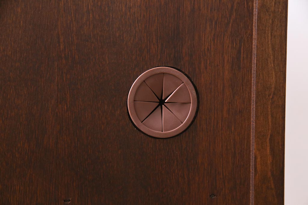 リメイク品　北海道民芸　チェッカーガラスがアクセントのローボード(テレビボード)(1)