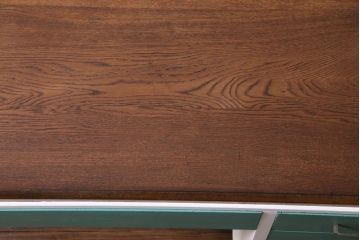 昭和初期　ペイント家具　爽やかな色合いが可愛らしいレトロな片袖机(デスク、在宅ワーク、在宅用作業台)