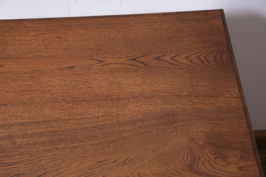 昭和初期　ペイント家具　爽やかな色合いが可愛らしいレトロな片袖机(デスク、在宅ワーク、在宅用作業台)