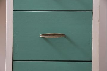 昭和初期　ペイント家具　爽やかな色合いが可愛らしいレトロな片袖机(デスク、在宅ワーク、在宅用作業台)