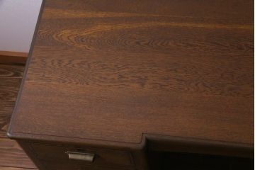 アンティーク家具　和製アンティーク　ナラ材　風格感じる上質な作りの両袖机(デスク、在宅ワーク、在宅用作業台)