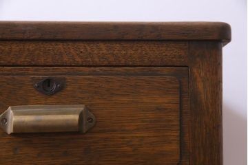 アンティーク家具　和製アンティーク　ナラ材　風格感じる上質な作りの両袖机(デスク、在宅ワーク、在宅用作業台)