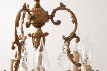 フランスアンティーク　ガラスドロップ　激レア!7灯　ケージ型シャンデリア(天井照明、吊り下げ照明)