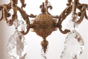 フランスアンティーク　ガラスドロップ　激レア!7灯　ケージ型シャンデリア(天井照明、吊り下げ照明)