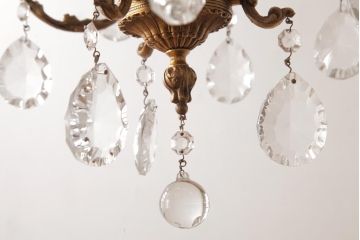 フランスアンティーク　ガラスドロップ　激レア!7灯　ケージ型シャンデリア(天井照明、吊り下げ照明)