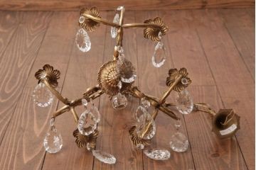 フランスアンティーク　ガラスドロップ　激レア!7灯　ケージ型シャンデリア(天井照明、吊り下げ照明)