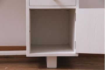 ペイント家具　ナラ材　優しげで温かみ感じる薄型タイプの片袖机(デスク、在宅ワーク、在宅用作業台)