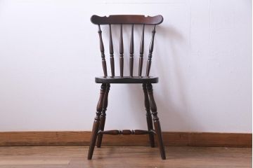 中古　松本民芸家具　挽き物のデザインが美しいSPスピンドルチェア(ダイニングチェア、椅子)(1)