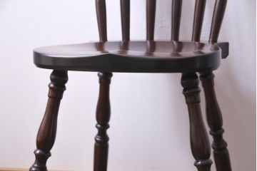 中古　松本民芸家具　挽き物のデザインが美しいSPスピンドルチェア(ダイニングチェア、椅子)(1)