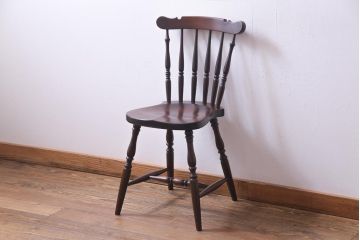 中古　松本民芸家具　挽き物のデザインが美しいSPスピンドルチェア(ダイニングチェア、椅子)(2)