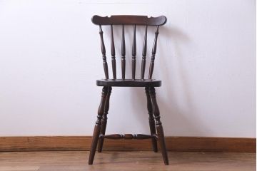 中古　松本民芸家具　挽き物のデザインが美しいSPスピンドルチェア(ダイニングチェア、椅子)(2)