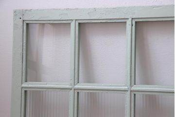 ペイント建具　フランスアンティーク　爽やかでシャビーなフィックス窓(明り取り、はめ殺し)2枚セット