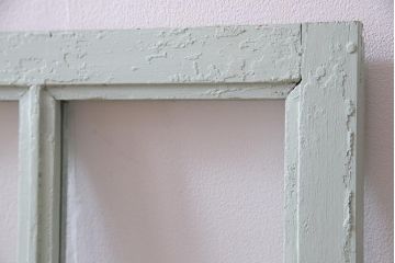 ペイント建具　フランスアンティーク　爽やかでシャビーなフィックス窓(明り取り、はめ殺し)2枚セット