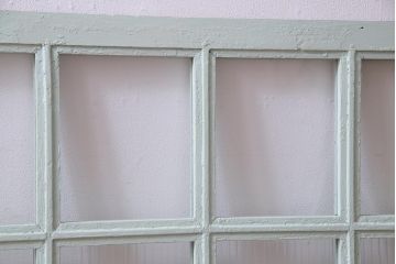 ペイント建具　フランスアンティーク　爽やかでシャビーなフィックス窓(明り取り、はめ殺し)2枚セット