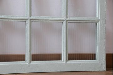ペイント建具　フランスアンティーク　爽やかでシャビーなフィックス窓(明り取り、はめ殺し)2枚セット