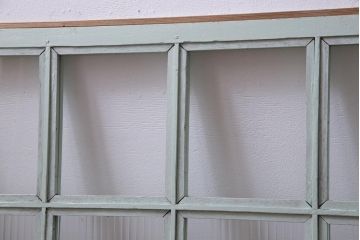 ペイント建具　フランスアンティーク　爽やかでシャビーなフィックス窓(明り取り、はめ殺し)2枚セット