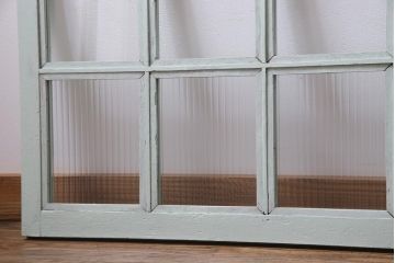 ペイント建具　フランスアンティーク　爽やかでシャビーなフィックス窓(明り取り、はめ殺し)2枚セット