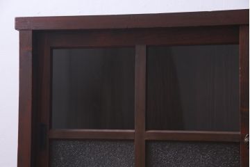 アンティーク家具　和製アンティーク　杉・ヒノキ材　ダイヤガラスがおしゃれな和モダンの戸棚(収納棚、サイドボード)