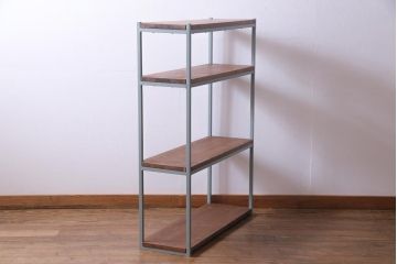 ペイント家具　棚板リメイク　異なる質感がお洒落なアイアンラック(飾り棚、陳列棚、オープンラック)