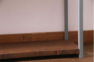 ペイント家具　棚板リメイク　異なる質感がお洒落なアイアンラック(飾り棚、陳列棚、オープンラック)